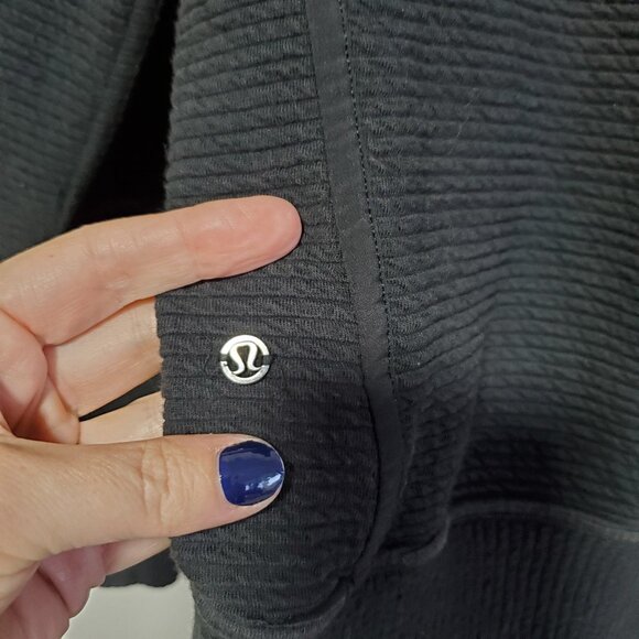 LULULEMON On Repeat Bomber Jacket Coat Ribbed Stretch Cotton Blend Black Women 6 - Picture 11 of 13
